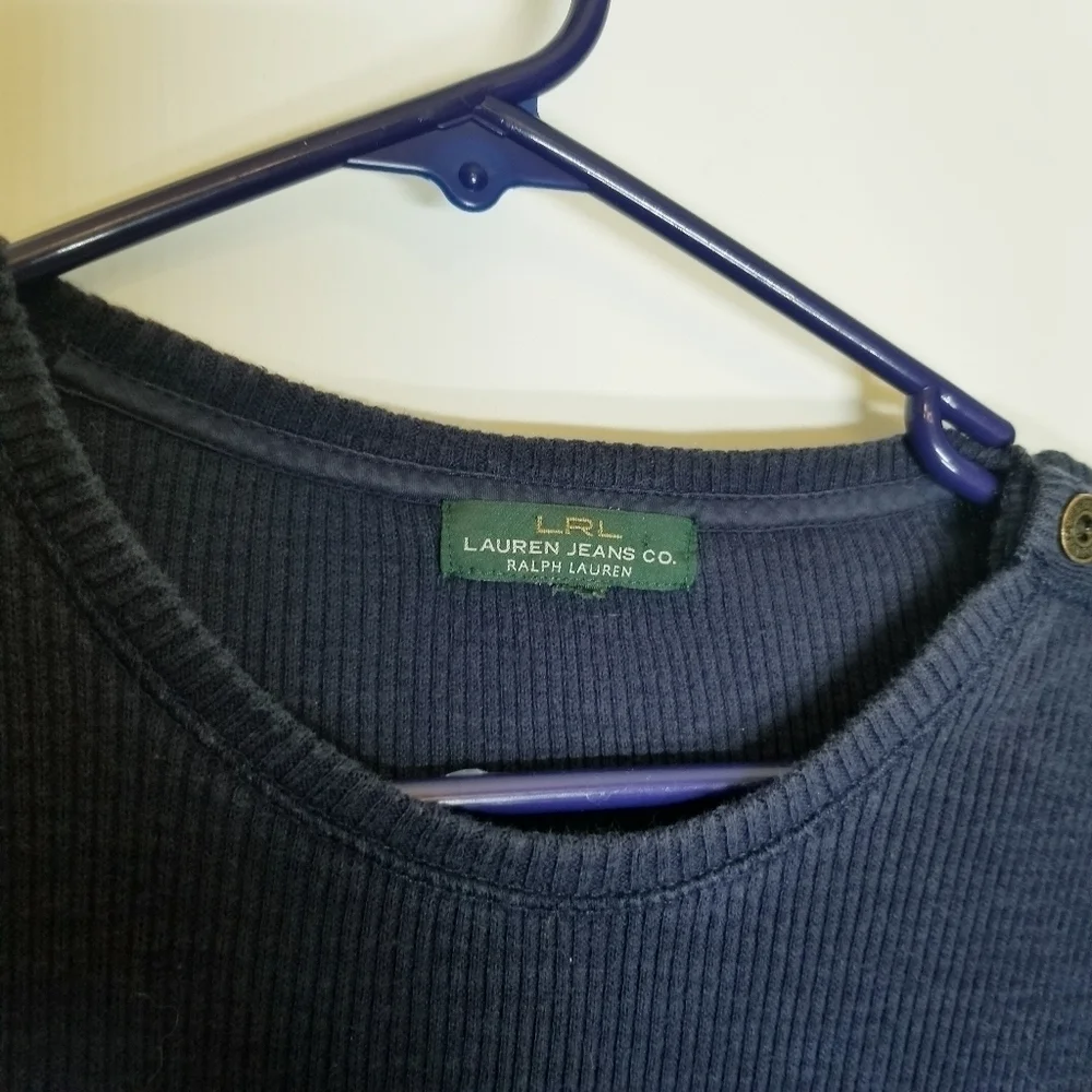 Lauren Jeans co LRL Lauren Ralph Lauren Navy blue long sleeve button‎ accent M